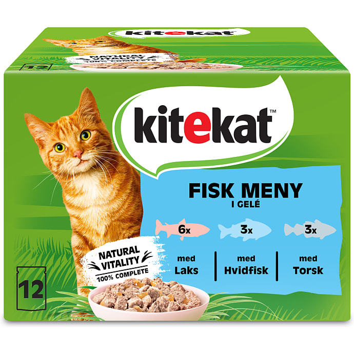 Kitekat Vådfoder i gelé m. laks, hvidfisk og torsk 1,02 kg