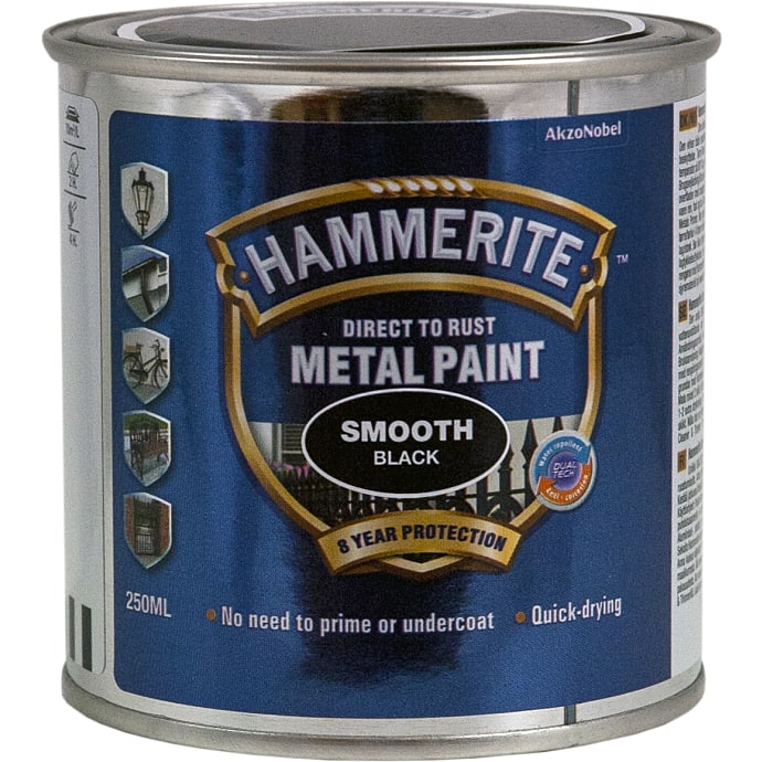 Hammerite glat metalmaling 250 ml - sort