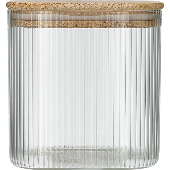 Opbevaringsglas med riller - bambuslåg - 800 ml