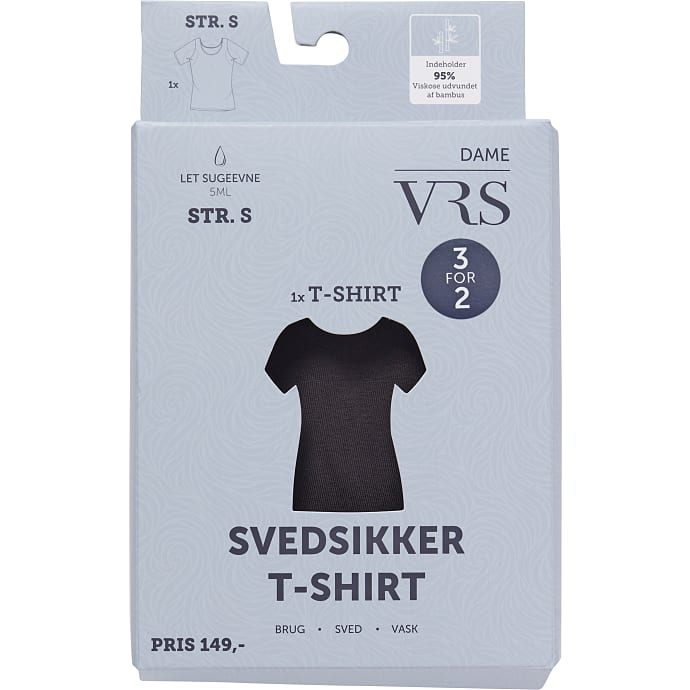 VRS dame T-shirt svedsikker str. L - sort