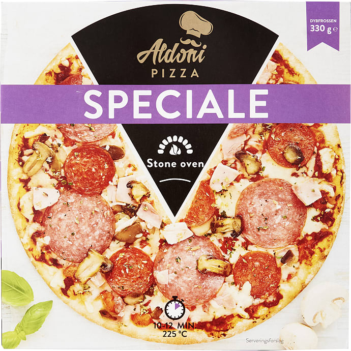 Aldoni Pizza m. salami, pepperoni, skinke og champignon 330 g