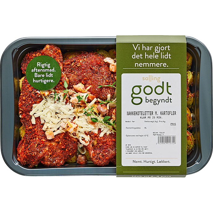 Godt Begyndt Nakkekoteletter med kartofler