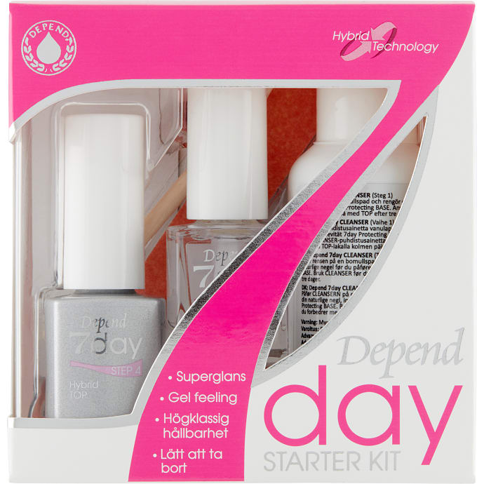 Depend Neglelak Sæt m. Fjerner, Basecoat og Topcoat