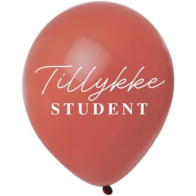 Latexballon Tillykke student Ø 60 cm - rød
