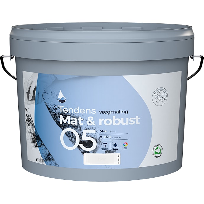 Tendens Mat & Robust vægmaling glans 5 9 liter - hvid