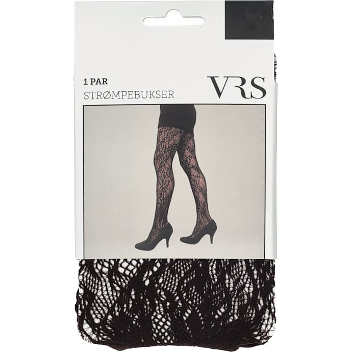 VRS dame strømpebukser med blondemønster str. l/xl - brun