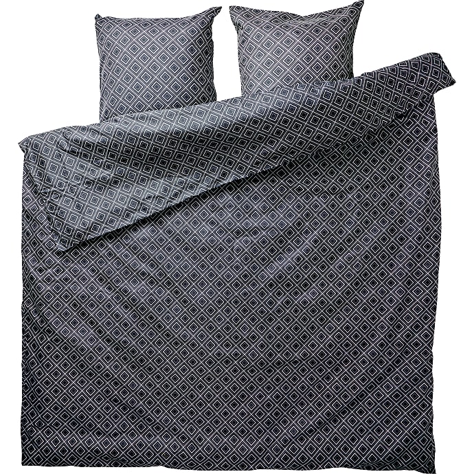 Mikrofiber sengetøj 200x220 cm - prik/firkant grå