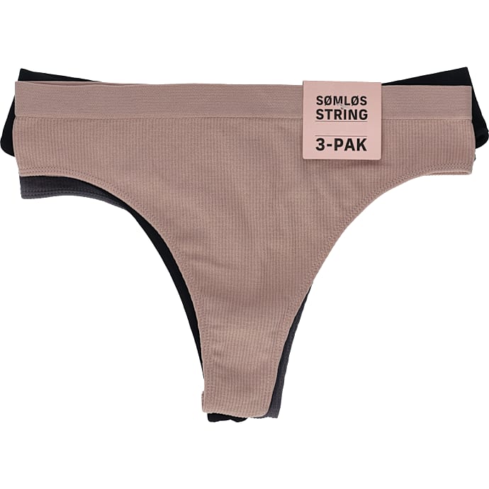 Sømløs string s/m 3 pak