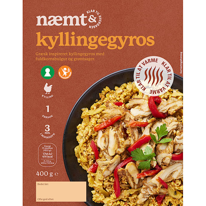 Gyros m. kylling og bulgur – produktbillede