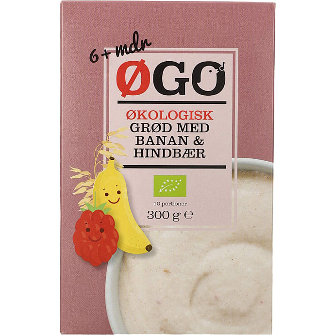 Grød m. banan og hindbær fra 6 mdr. øko