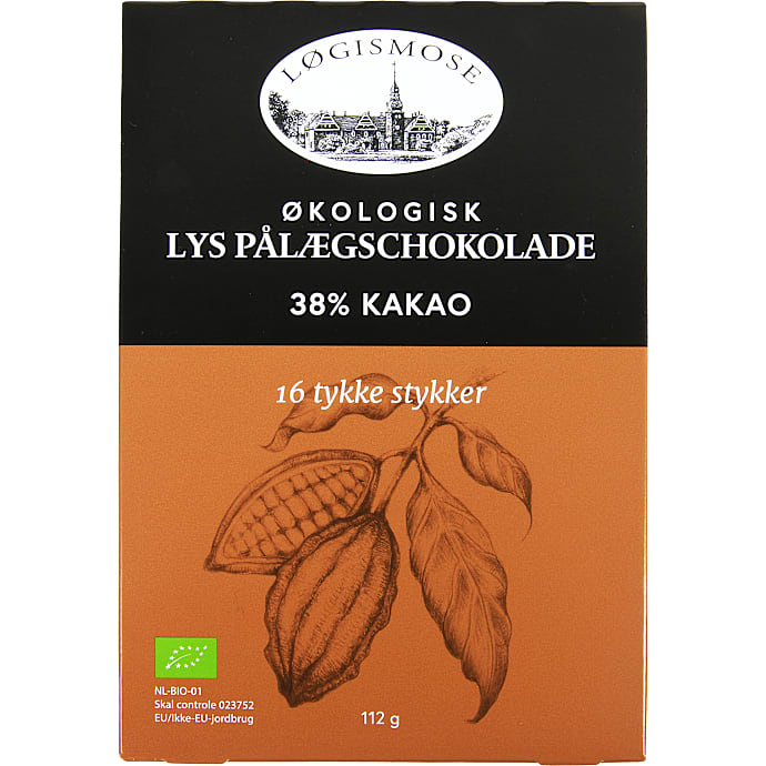 Lys pålægschokolade 38% kakao øko