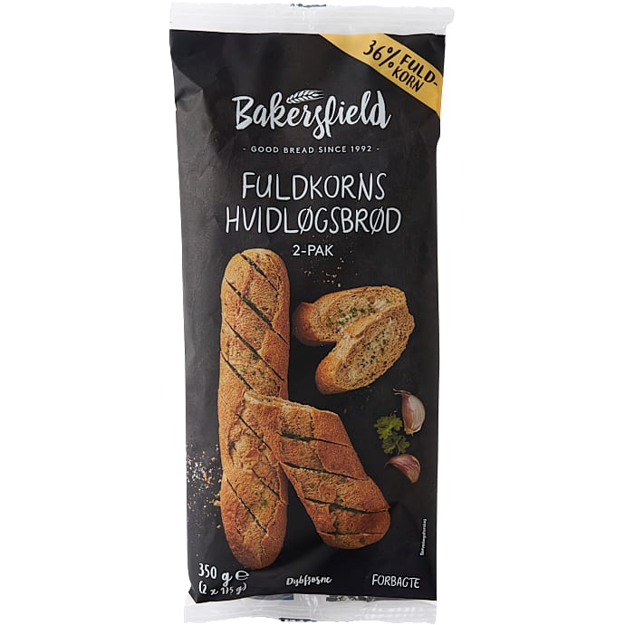Hvidløgsbaguettes m. fuldkorn – produktbillede
