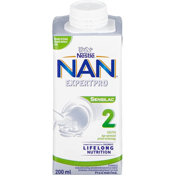 Nan 2 Expertpro Sensilac drikkeklar tilskudsblanding fra 6 mdr.