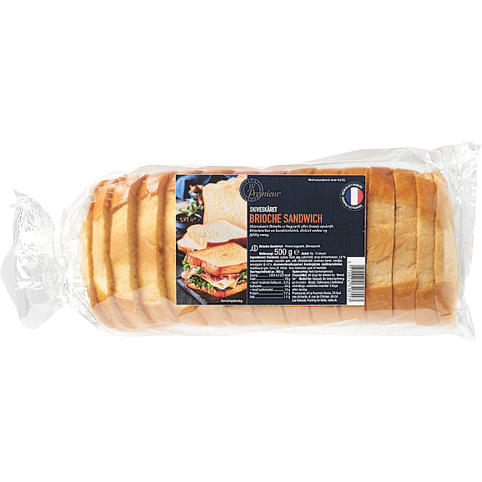 Brioche sandwichbrød skiveskåret