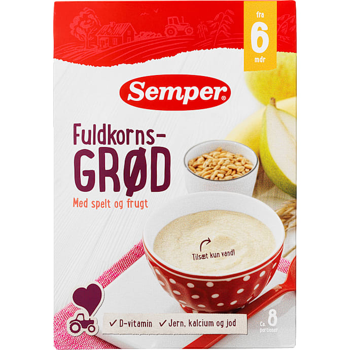 Fuldkornsgrød m. spelt og frugt fra 6 mdr.