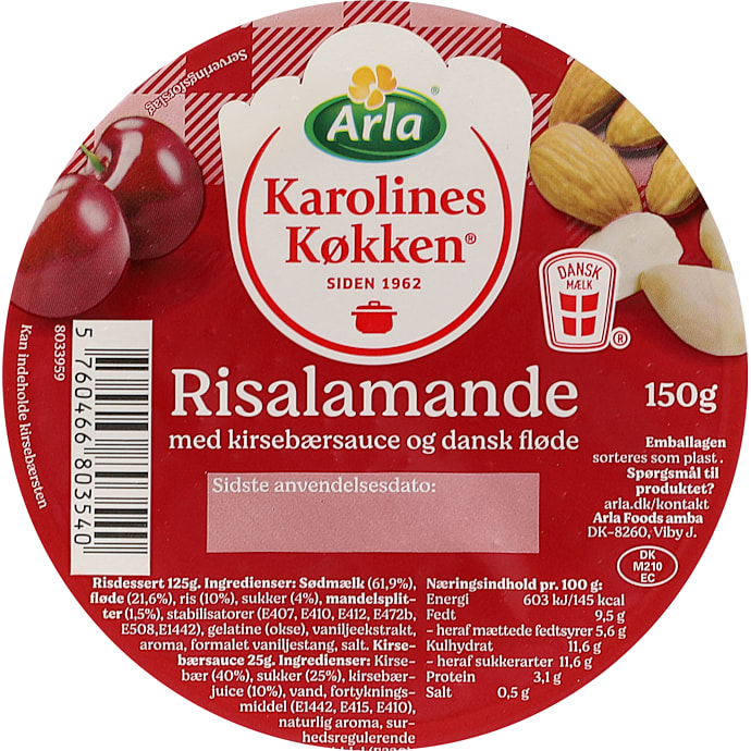 Risalamande m. kirsebærsauce – produktbillede
