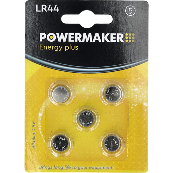 Powermaker knapcellebatterier LR44 5-pak
