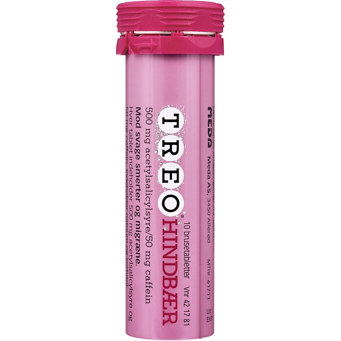 Smertestillende brusetabletter m. hindbær 50mg