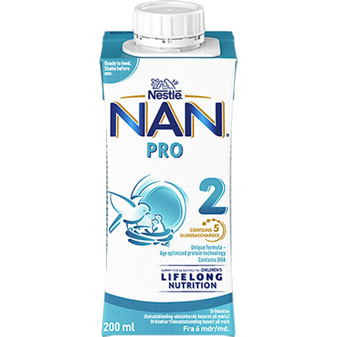 Nan 2 Pro drikkeklar tilskudsblanding fra 6 mdr.