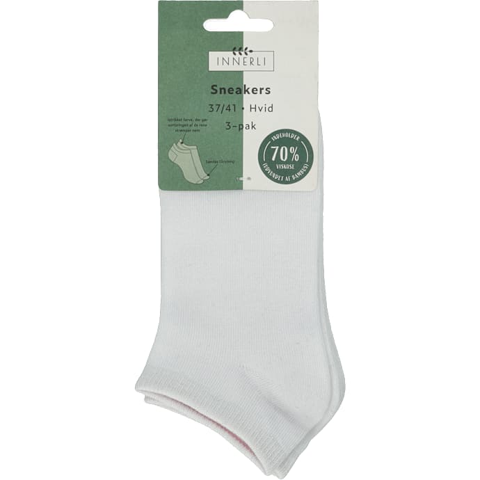 In bambus sneakers 3-pk hvid 37/41