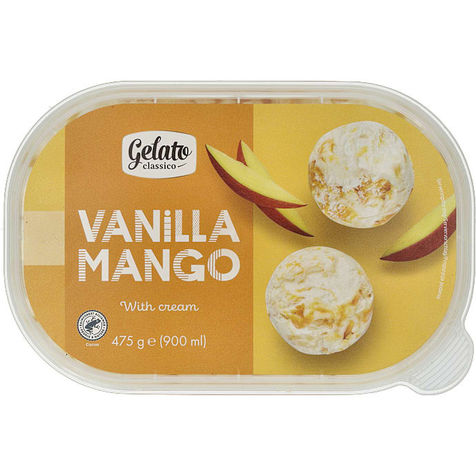 Mælkeis m. vanilje- og mangosmag