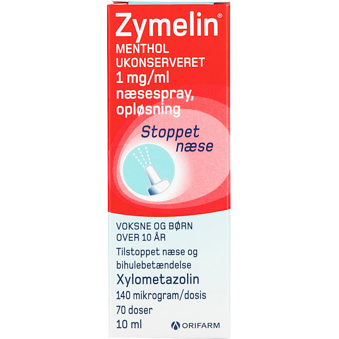 Næsespray mod tilstoppet næse m. menthol  0,5 mg/ml – produktbillede