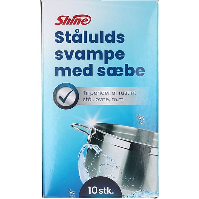 Shine ståluldssvampe m. sæbe 10-pak – produktbillede