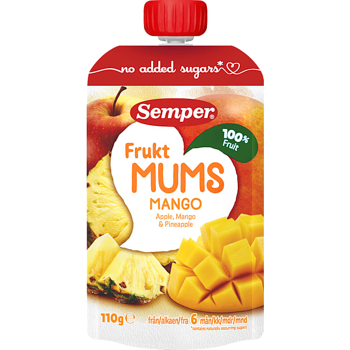 Frugtmos m. mango, æble og ananas fra 6 mdr