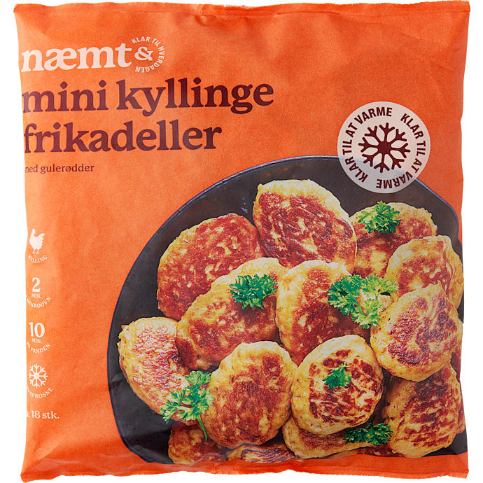 Kyllingefrikadeller m. gulerødder mini