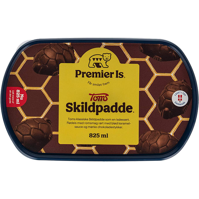 Flødeis m. romsmag, karamelsauce og chokoladestykker