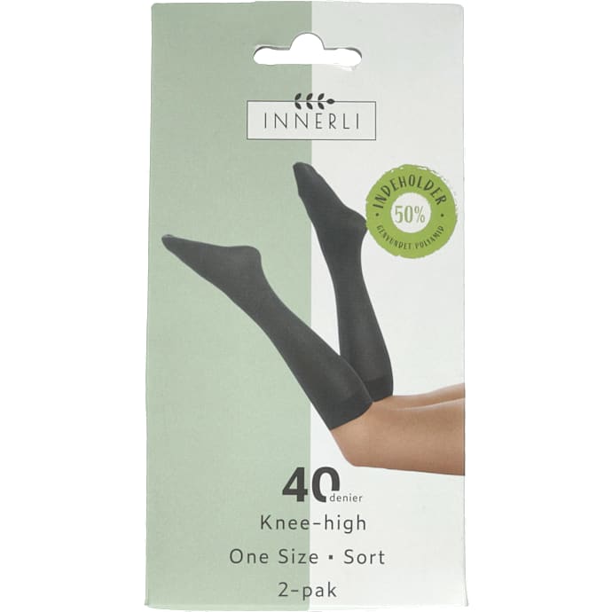 Knæstrømper 2-pak str. onesize - sort – produktbillede