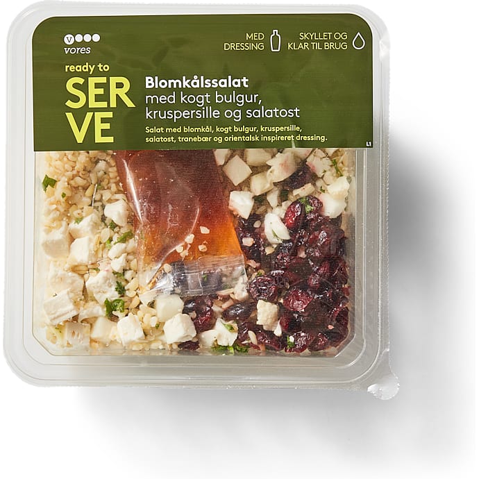 Blomkålssalat m. bulgur, kruspersille og salatost