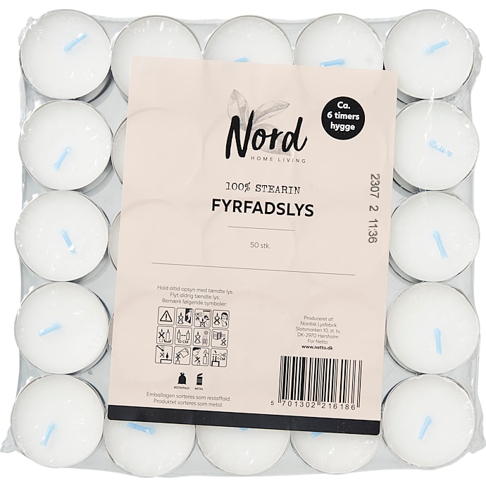 Nord fyrfadslys 50-pak - hvid