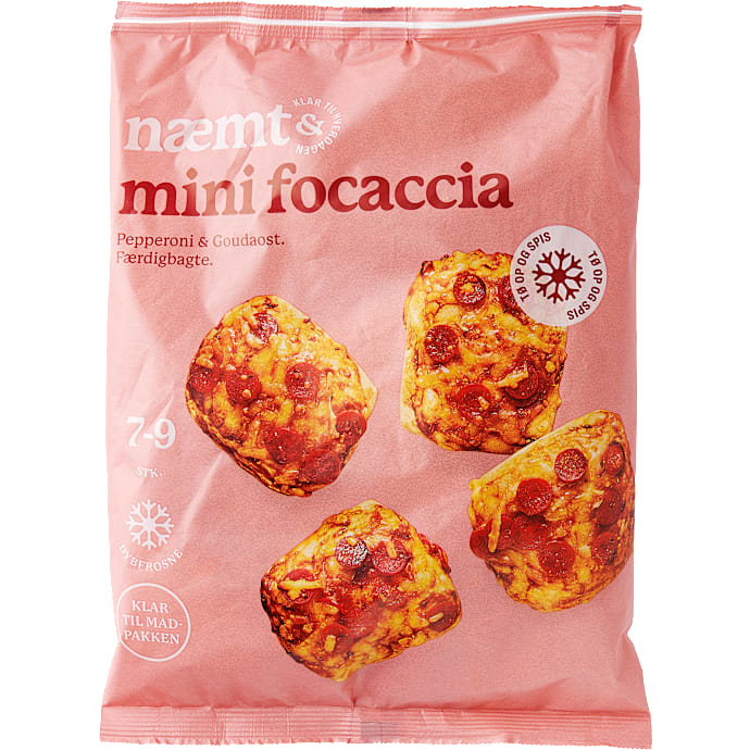 Mini focaccia m. pepperoni og goudaost – produktbillede