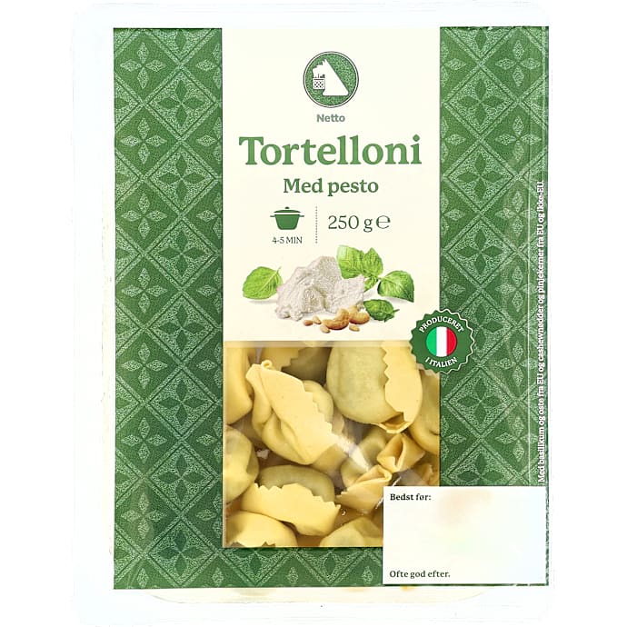 Tortelloni m. pesto og 11% æg