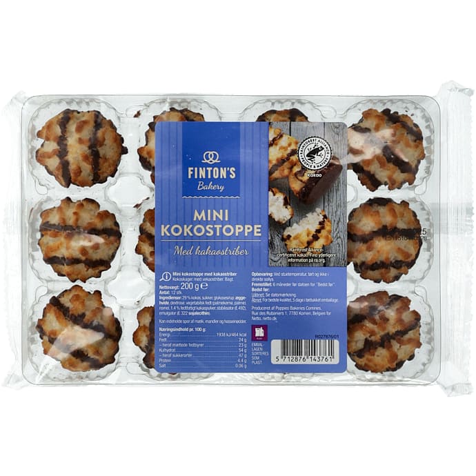 Mini kokostoppe m. kakao