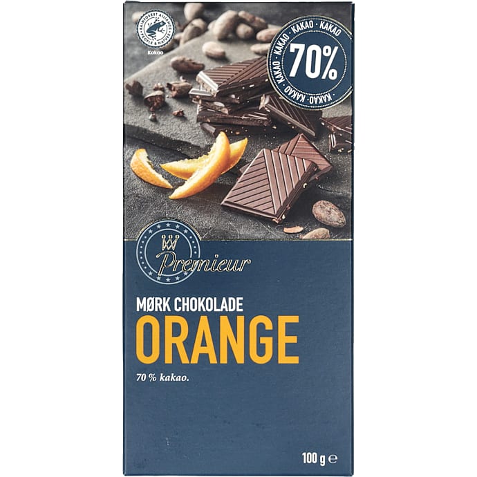 Mørk chokolade 70% kakao m. appelsin