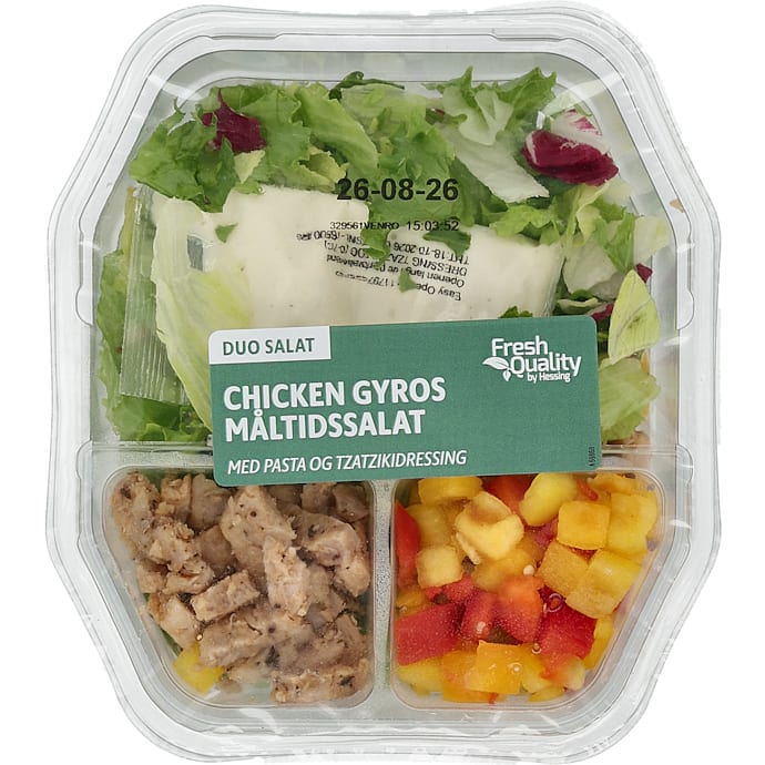 Kylling gyros måltidssalat m. pasta og tzatziki – produktbillede