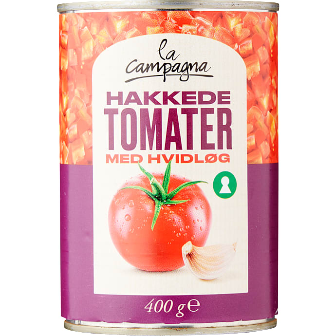 Hakkede tomater m. hvidløg