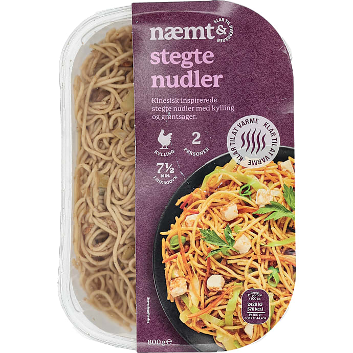 Stegte nudler m. kylling og grøntsager – produktbillede