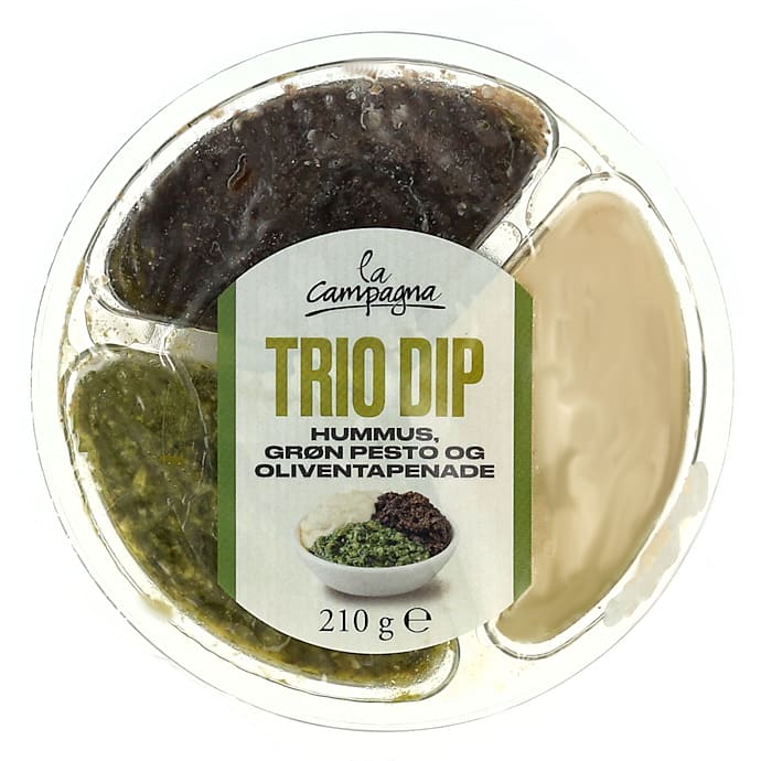 Hummus, grøn pesto og oliventapenade