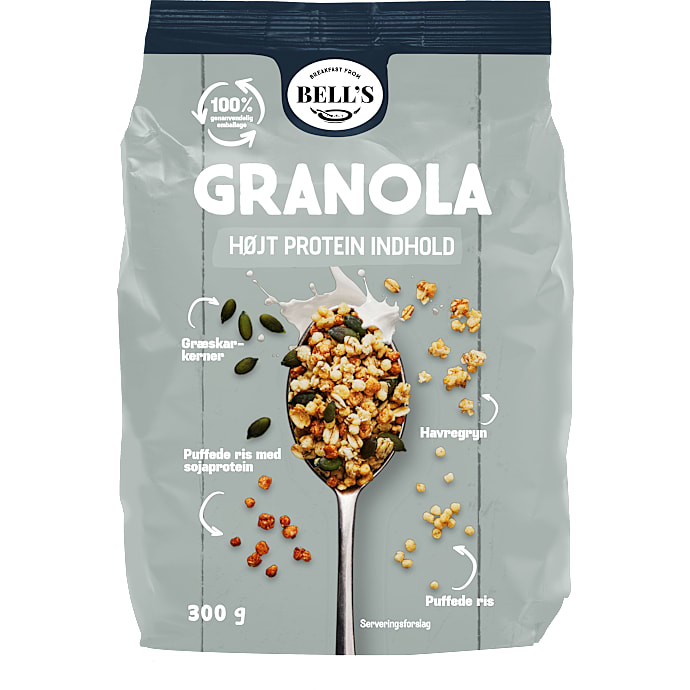 Granola m. græskarkerner, havregryn og puffede ris