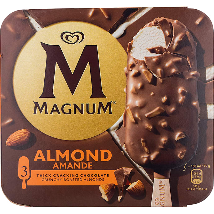 Mælkeis m. mandler og chokoladeovertræk
