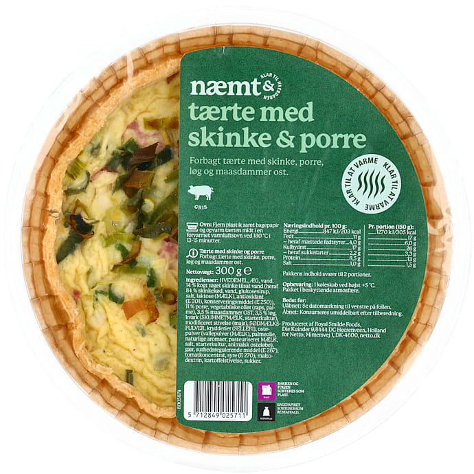 Tærte m. skinke og porre