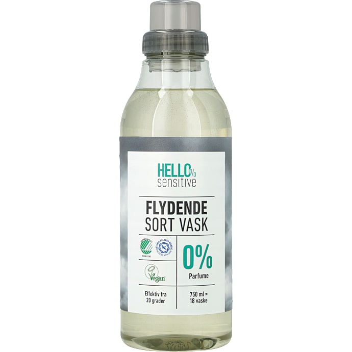 Hello sensitive flydende vask sort 750ml