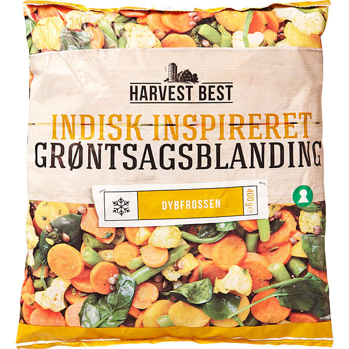 Grøntsagsblanding m. gulerødder, grønne bønner, blomkål, spinat og linser