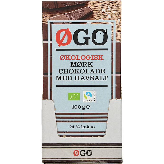 Mørk chokolade m. havsalt 74 % kakao øko – produktbillede