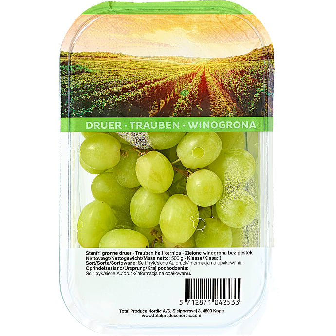 Stenfrie grønne druer – produktbillede