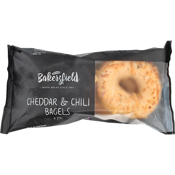 Bagel m. cheddar og chili – produktbillede