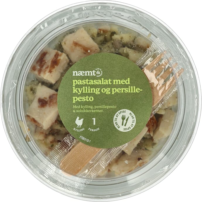 Måltidssalat m. pasta, kylling og pesto